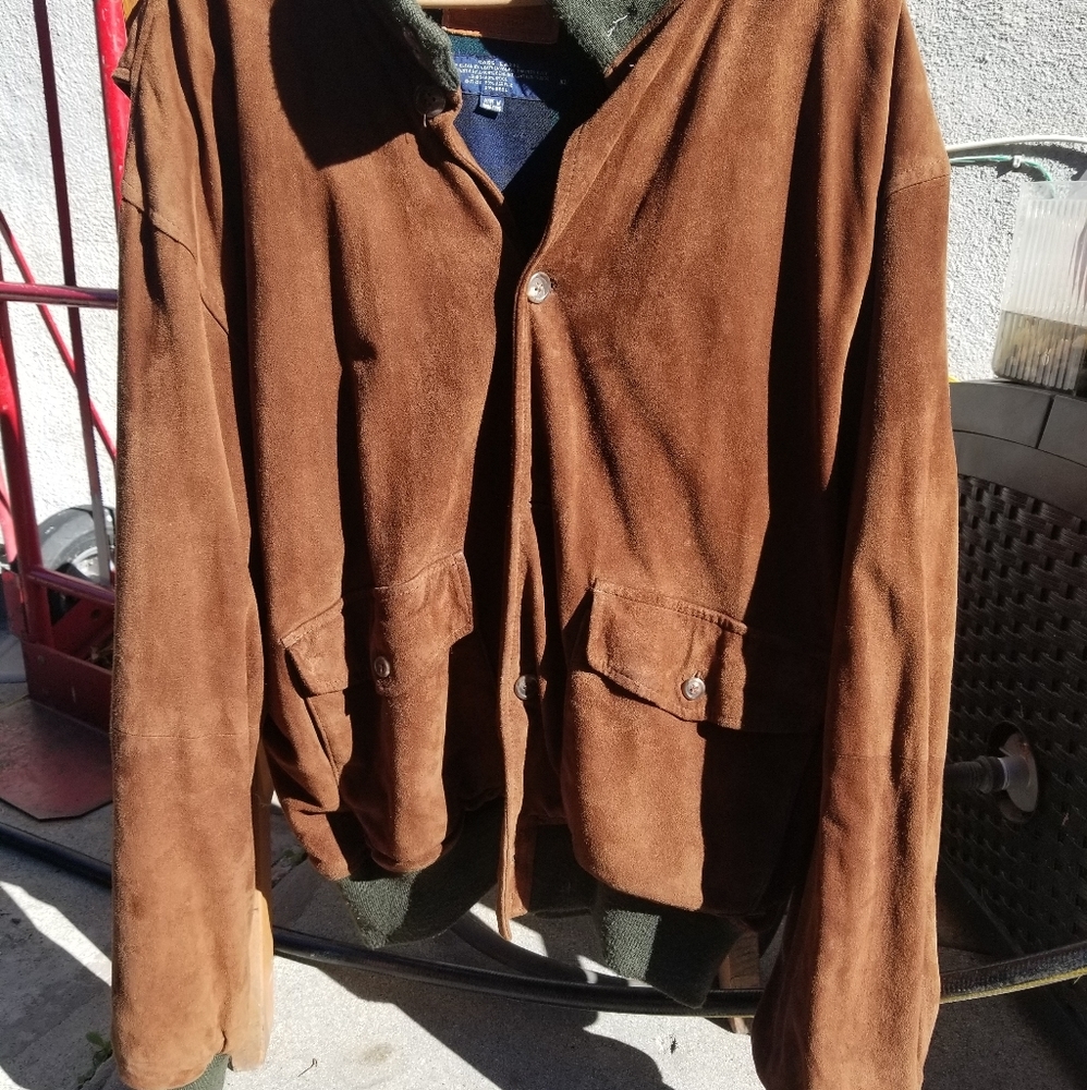 Xl suede leather polo blazer